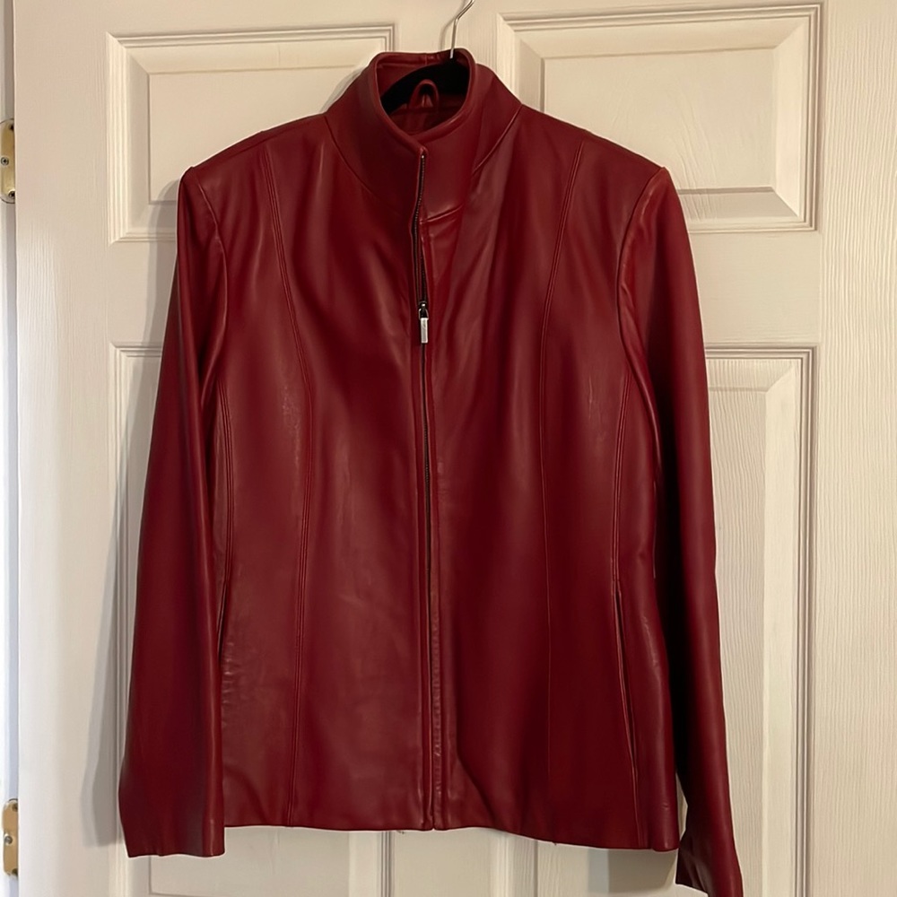 Ladies red leather jacket size XL
